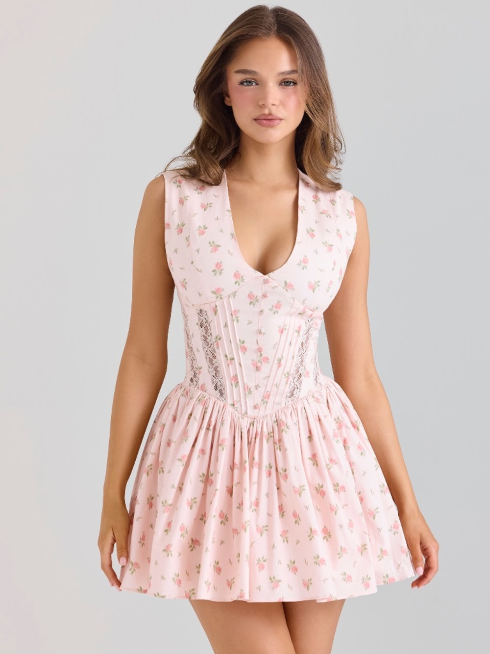 House of CB Pink Floral Corset Mini Dress